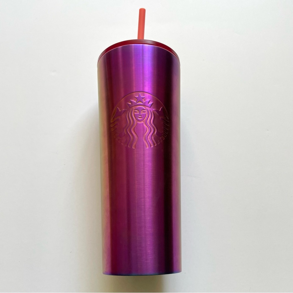 NWOT Pink Oil Slick Stainless Steel Venti Starbucks Tumbler Holiday 2022